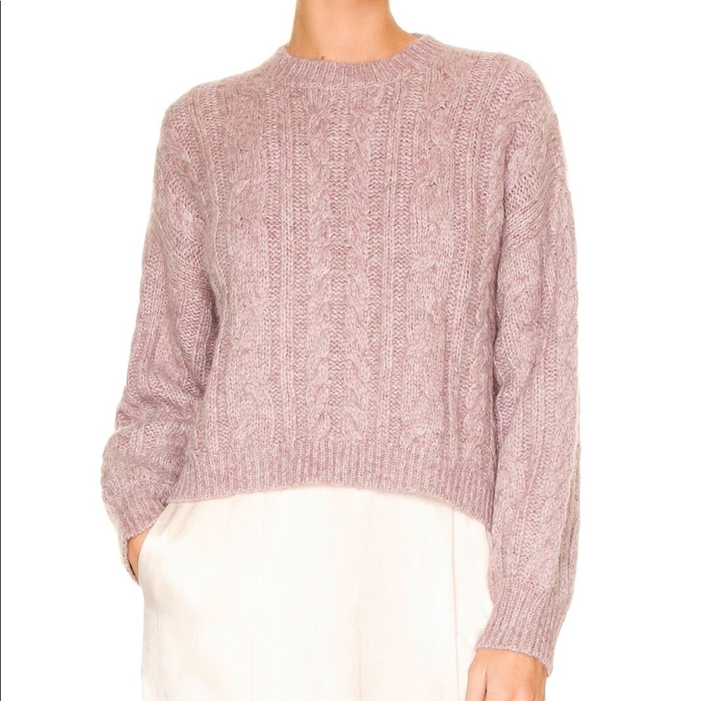 Nwt Weekend Stories Alpaca Blend Antonia Cable Crew Neck Pullover In Blush Pink